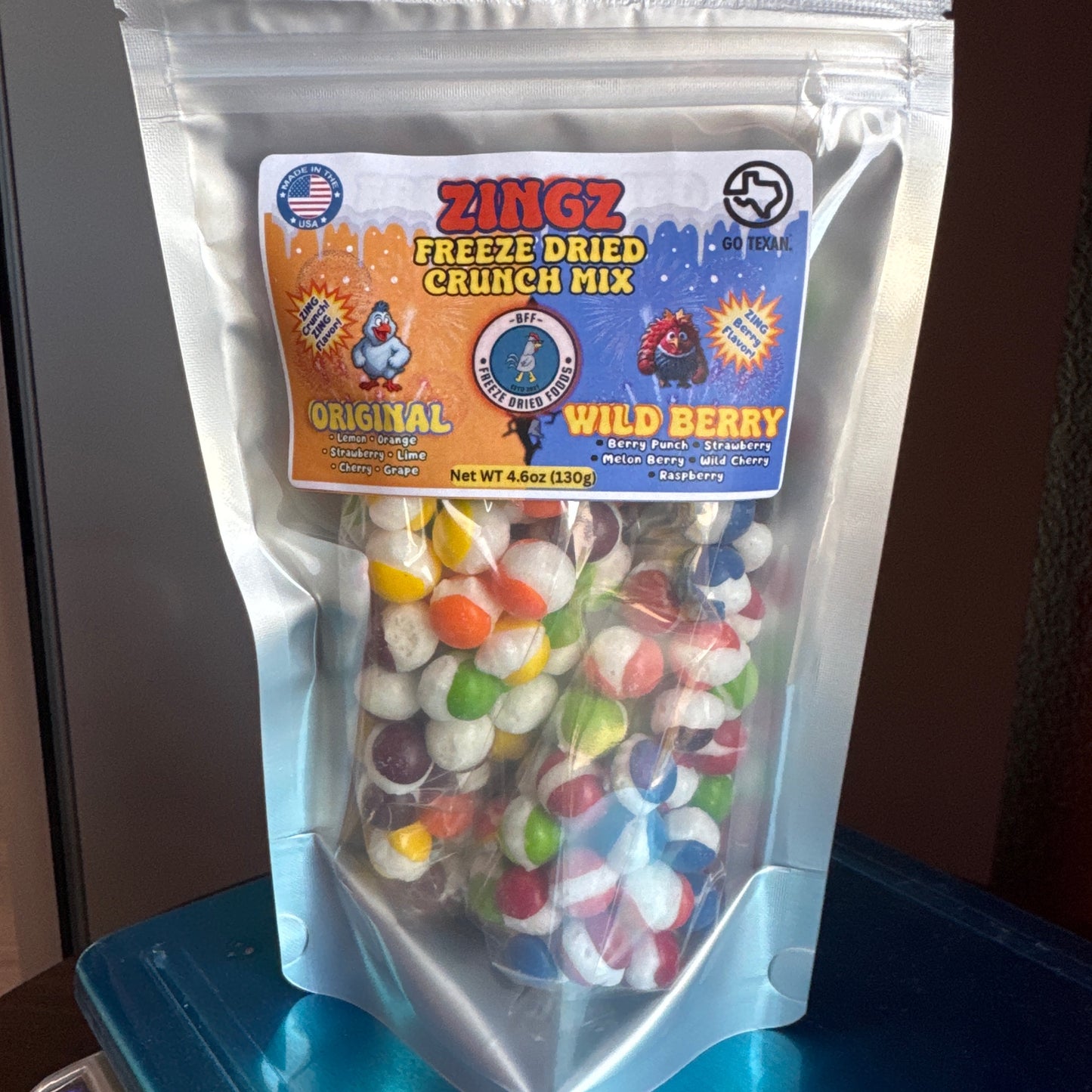 Freeze-dried fruit-flavored candy bite-sized pieces