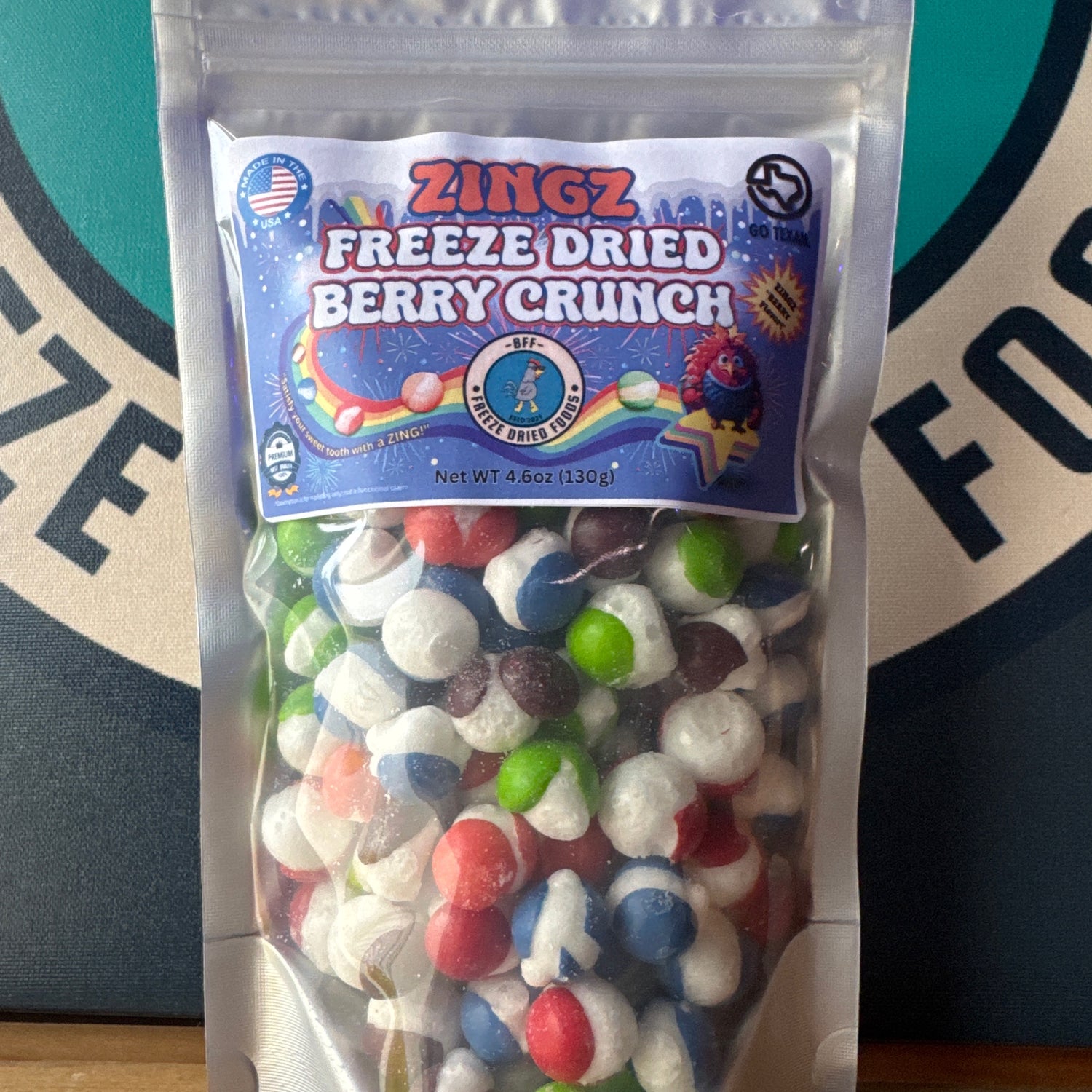 Freeze-dried fruit-flavored candy bite-sized pieces